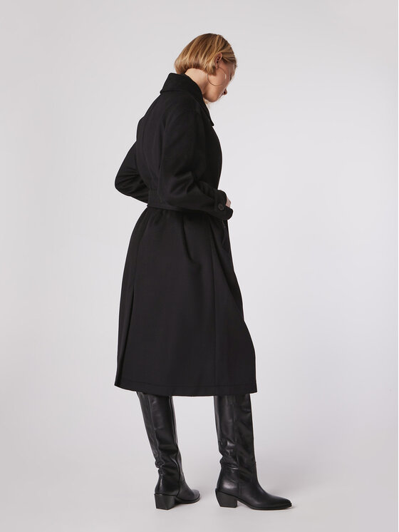 Simple Simple Преходно палто PLD502-01 Черен Relaxed Fit