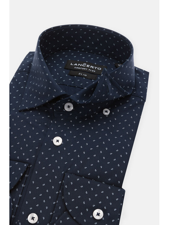 Lancerto Lancerto Koszula Nicola KO073122000033 Granatowy Slim Fit