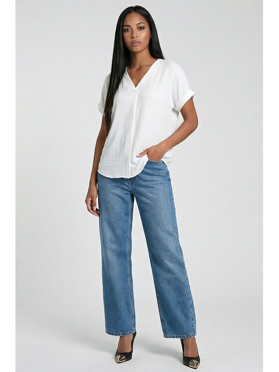 FIGL FIGL Bluzka M1321 Biały Regular Fit
