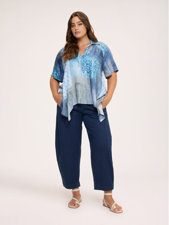 Fiorella Rubino Fiorella Rubino Bluzka 2040L000706N0Z4 Niebieski Over Fit