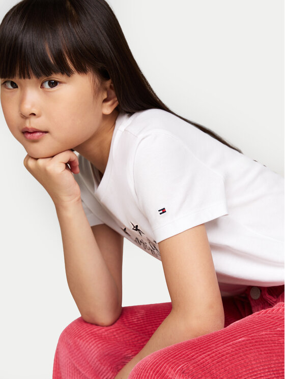 Tommy Hilfiger Tommy Hilfiger T-Shirt KG0KG08250 D Biały Regular Fit