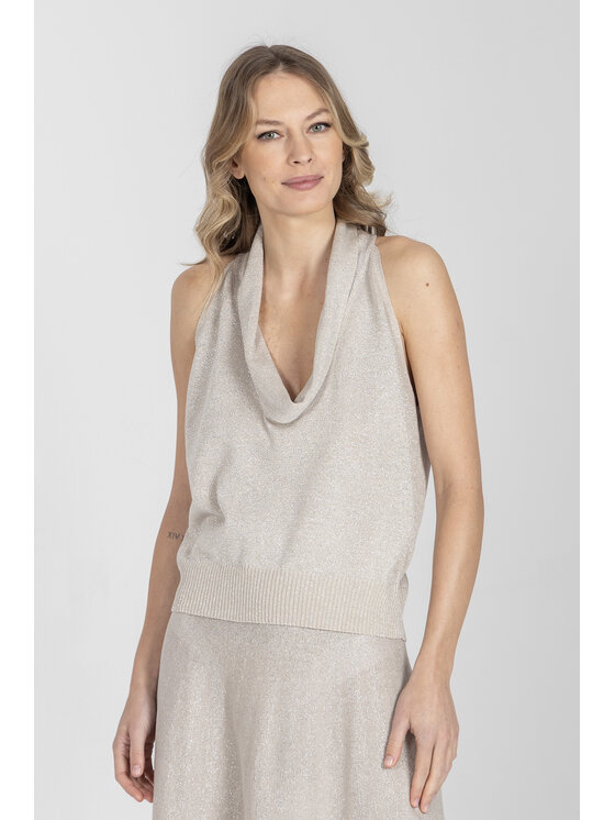Deni Cler Milano Deni Cler Milano Top T-DC-0018-F2-10-12-1 Beżowy Regular Fit