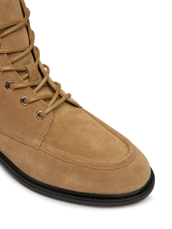 Tommy Hilfiger Tommy Hilfiger Μποτίνια Enamel Flag Suede Lace-Up Boot FW0FW09681 Ανοιχτό καφέ