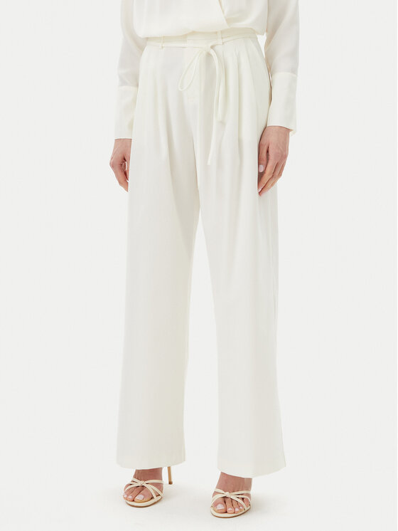 Eleh Pantaloni palazzo ESS250005 Écru Regular Fit, taglia : XS