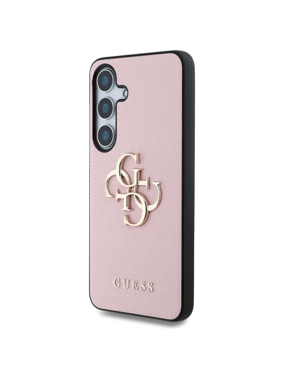 Etui na telefon Guess, Różowe, Grained Big 4G Logo Small Classic Logo