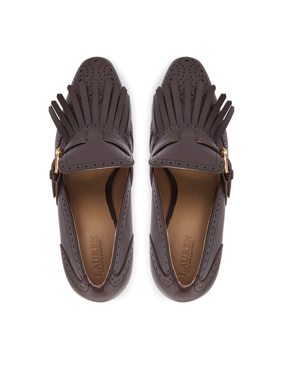 LAUREN RALPH LAUREN LAUREN RALPH LAUREN Półbuty Colleen Perforated Calfskin Kiltie Pump 802P02364004 Brązowy ciemny
