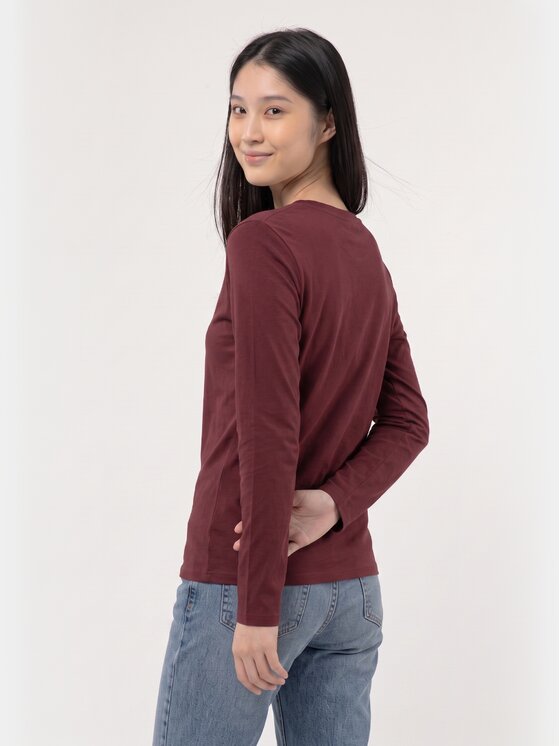BASICLO BASICLO Longsleeve BSL-007-184 Bordowy Regular Fit
