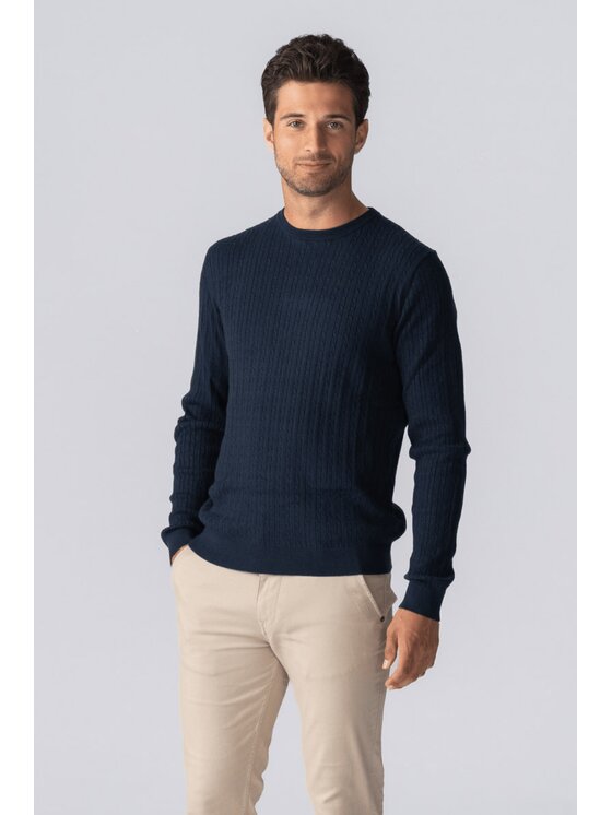 TeeShoppen TeeShoppen Sweter 'Basic Collection' Granatowy Regular Fit