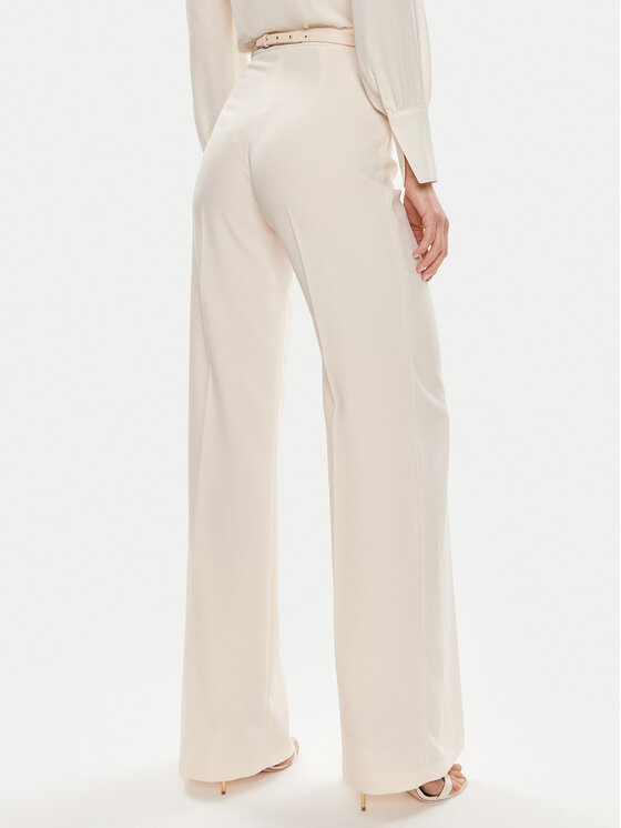 Elisabetta Franchi Elisabetta Franchi Kalhoty z materiálu PA-053-42E2-5895 Écru Relaxed Fit