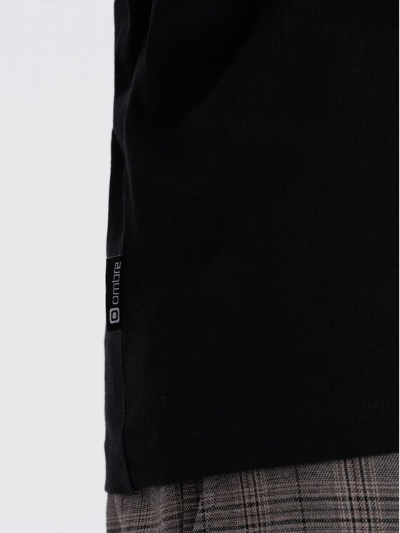 Ombre Ombre Longsleeve OM-LSBL-0108 Czarny Fitting Fit
