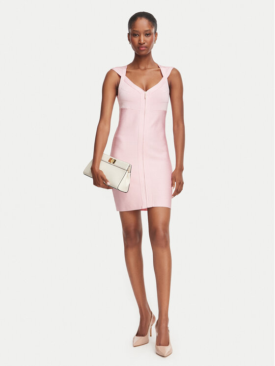 Guess Guess Коктейлна рокля W6YKAQ Z1265 Розов Slim Fit
