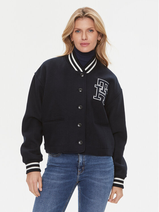 Tommy Hilfiger Prijelazna Jakna Varsity WW0WW40251 Tamnoplava Relaxed Fit