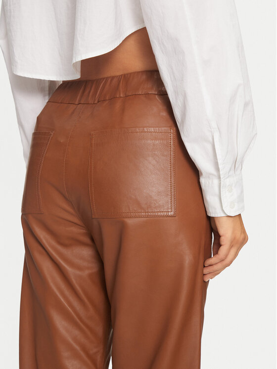 Serge Pariente Serge Pariente Pantaloni di pelle Sarah Pant Marrone Regular Fit