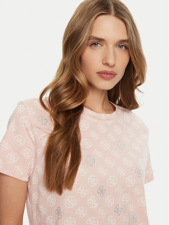 Guess Guess T-Shirt V4YI04 I3Z14 Różowy Regular Fit