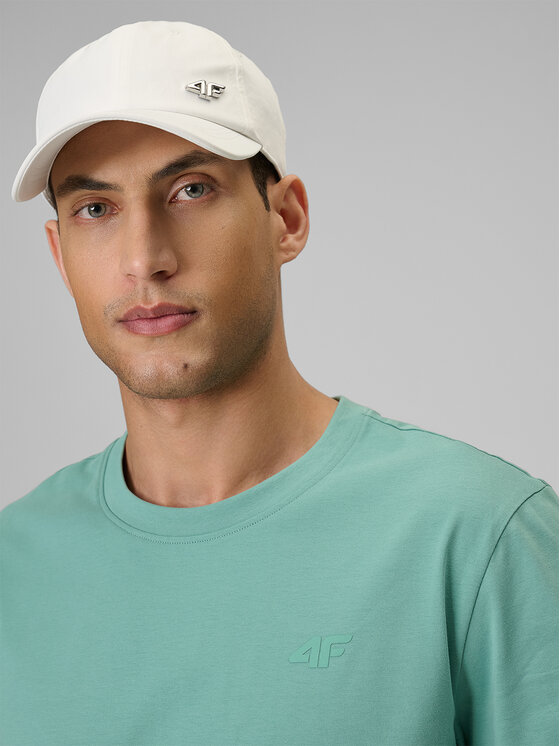 4F 4F T-Shirt BASIC+ Turkusowy Regular Fit