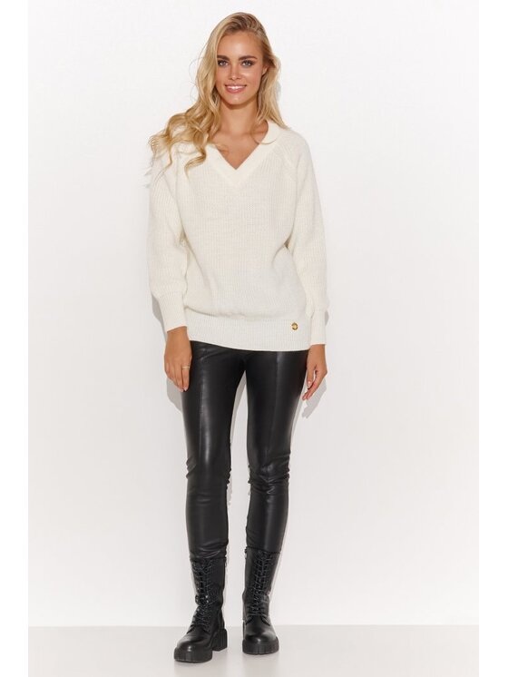 Makadamia Makadamia Sweter S140 Biały Regular Fit
