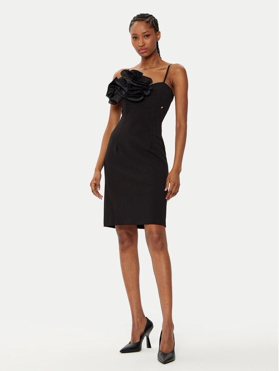 Rinascimento Rinascimento Cocktail obleka CFC0121697003 Črna Slim Fit