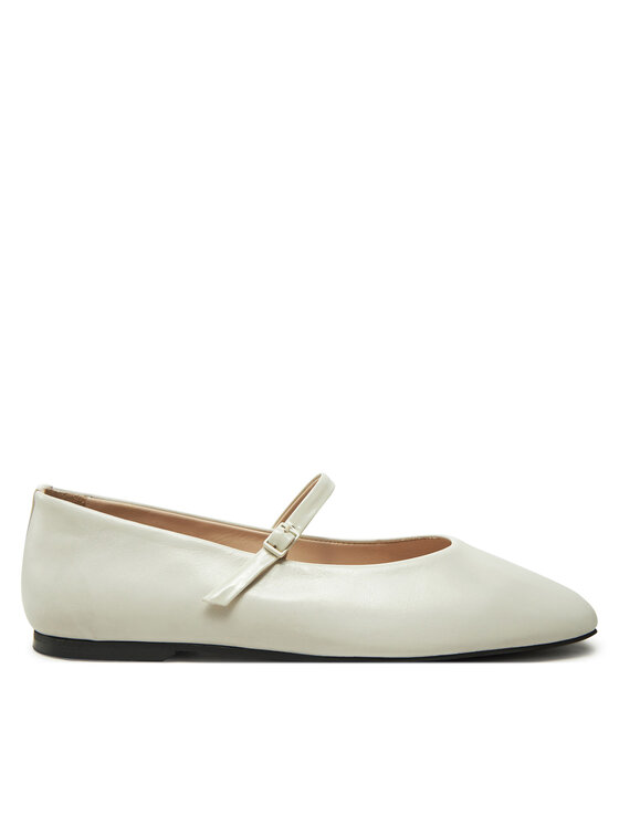 Calvin Klein Balerinke Mary Jane Ballerina - Lth HW0HW02307 Écru