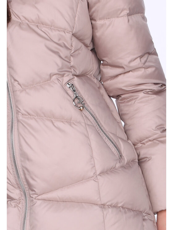 Perso Perso Kurtka puchowa LEKKO TALIOWANA ELEGANCKA PUCHOWA KURTKA DAMSKA Beżowy Fitted Fit
