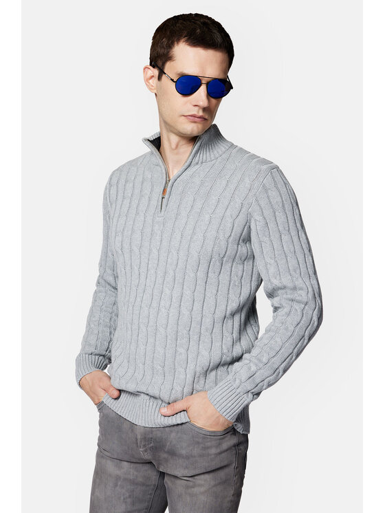 Lancerto Lancerto Sweter Ronald SW073223000089 Szary Regular Fit