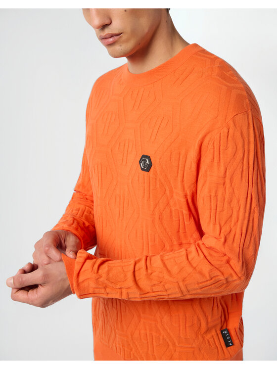PHILIPP PLEIN PHILIPP PLEIN Sweter 29913 Pomarańczowy Regular Fit