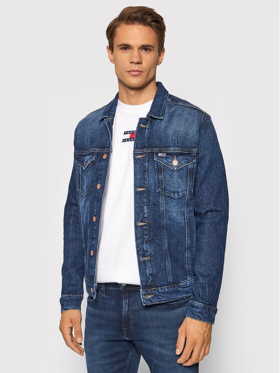 Tommy Jeans Jeansjacke Trucker DM0DM10841 Dunkelblau Regular Fit 