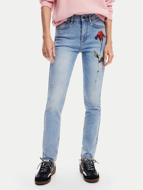 Desigual Desigual Blugi Aina 24WWDD19 Albastru Skinny Fit