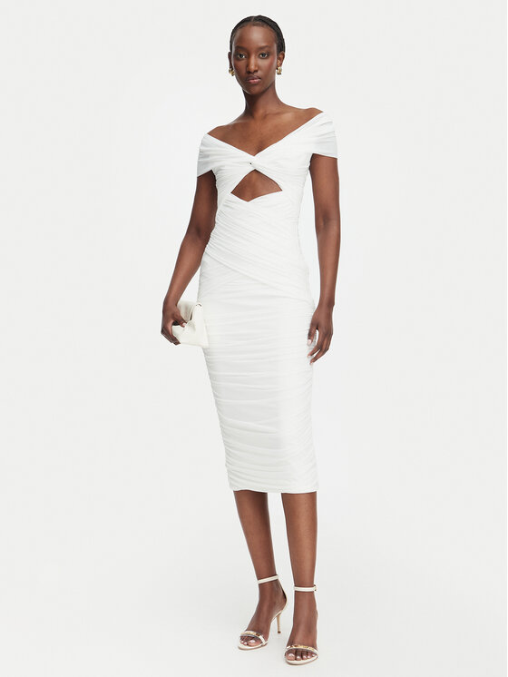 Bardot Bardot Sukienka koktajlowa Priah 60152DB Kremowy Slim Fit