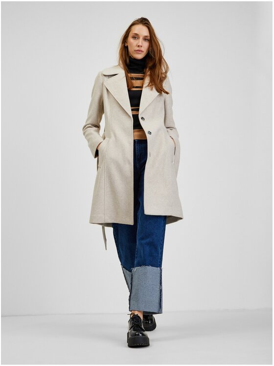 Orsay Orsay Płaszcz 830279-016000__40 Beżowy Regular Fit