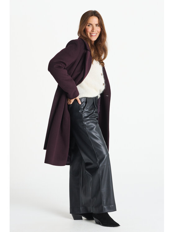 Salme Salme Vlněný kabát Verona midi Fialová Regular Fit