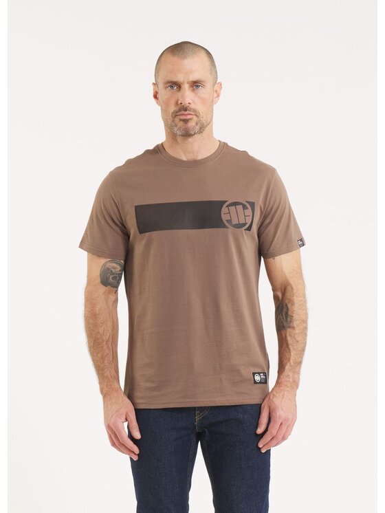PITBULL PITBULL T-Shirt Koszulka męska CASINO S Brązowy Regular Fit