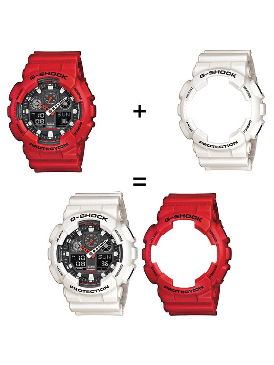 Casio Casio Hodinky SET GA-100B-4AER + BEZEL 10395292 + PASEK 10395227 Bílá