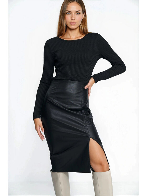 NIFE NIFE Midi sukně SP86 Černá Bodycon Fit
