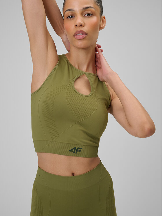4F 4F Koszulka techniczna SOLAR PUNK Khaki Slim Fit