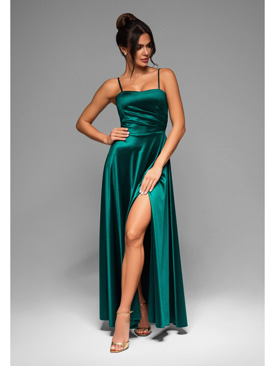 Ombre Ombre Sukienka wieczorowa LA-OM-DLR016 Zielony Regular Fit