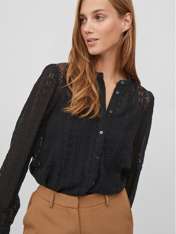 Vila Vila Сорочка Chikka 14082977 Чорний Regular Fit