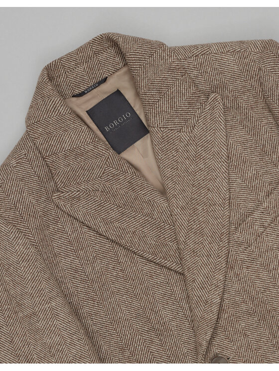 Borgio Borgio Płaszcz wełniany bolognetta Beżowy Slim Fit