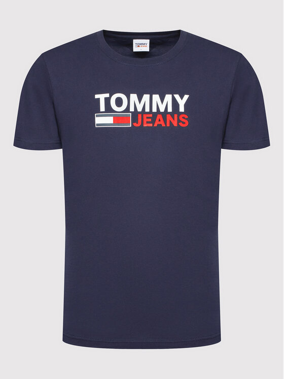 Tommy Jeans Tommy Jeans T-Shirt Corp Logo DM0DM15379 Granatowy Regular Fit