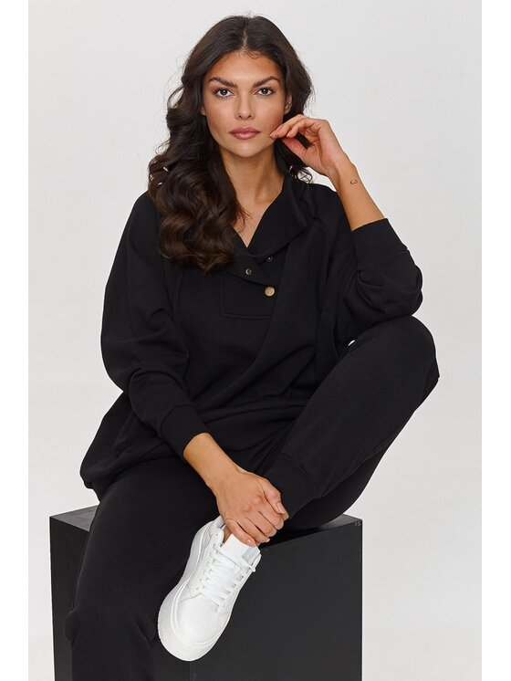 Makadamia Makadamia Dres A5 Czarny Loose Fit