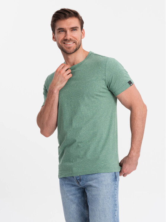 Ombre Ombre T-Shirt OM-TSCT-0178 Zielony Regular Fit