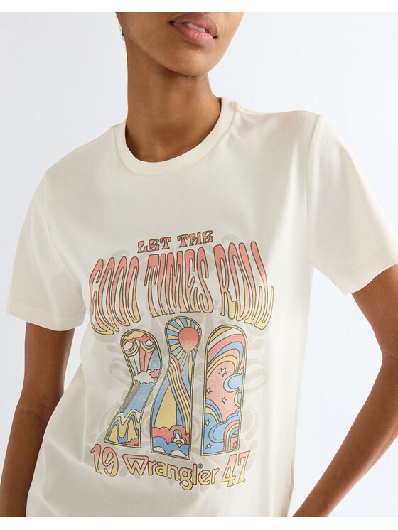Wrangler Wrangler T-Shirt SHRUNKEN BAND TEE Biały Slim Fit