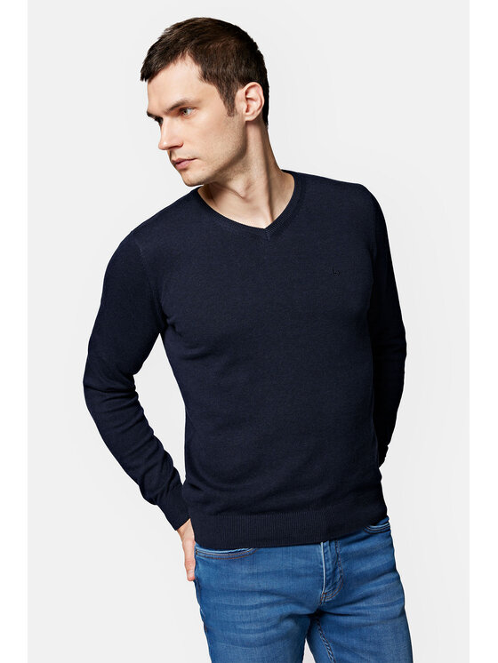 Lancerto Lancerto Sweter Anthony SW073223000048 Granatowy Regular Fit
