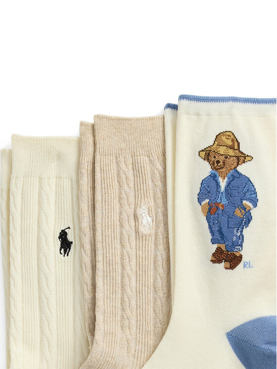 Polo Ralph Lauren Polo Ralph Lauren Набір 3 пар високих жіночих шкарпеток 455972027001 Бежевий