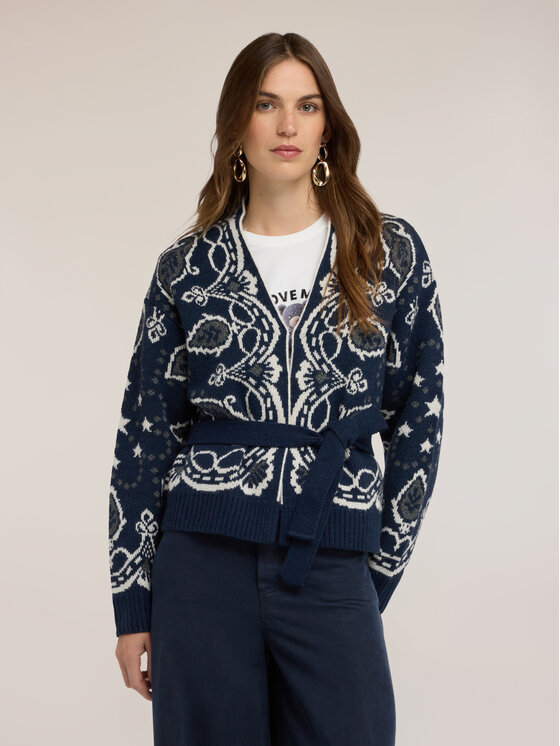 Motivi Motivi Kardigan M167E002484N0Z4 Niebieski Regular Fit