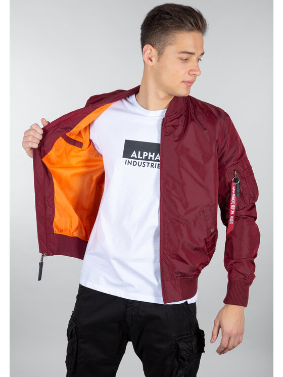 Alpha Industries Alpha Industries Kurtka bomber MA-1 TT Light Bomber Jacket Bordowy Slim Fit