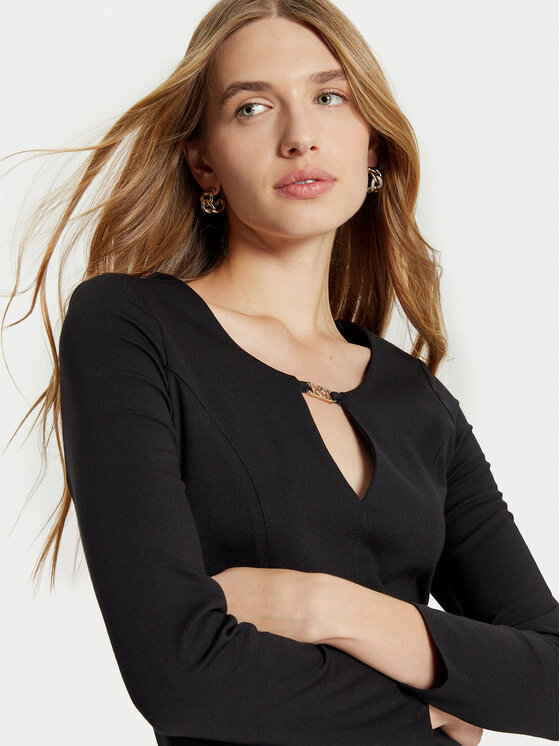 Rinascimento Rinascimento Koktejlové šaty CFC0121444003 Čierna Regular Fit