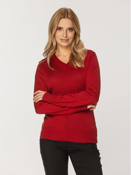 Willsoor Willsoor Sweter 88441 Bordowy Basic Fit