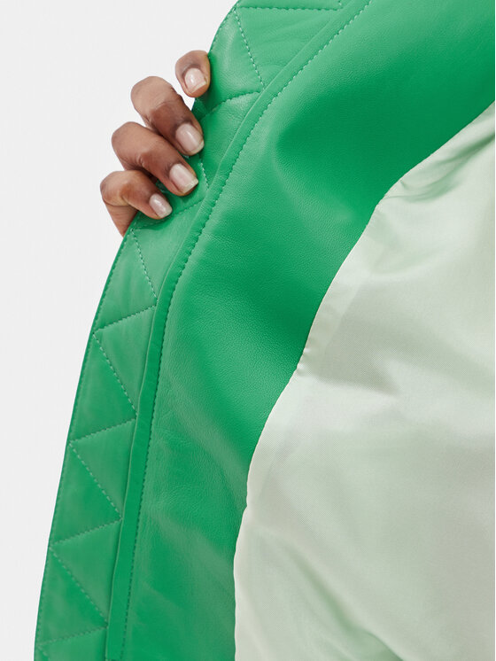 Custommade Custommade Geacă de piele Francette 999418856 Verde Relaxed Fit