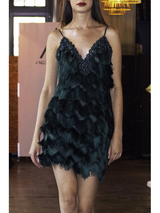 Angelika Józefczyk Angelika Józefczyk Sukienka koktajlowa Gatsby Zielony Fitted Fit