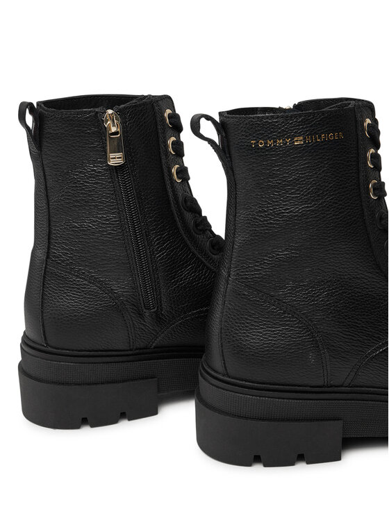 Tommy Hilfiger Tommy Hilfiger Botine Bicolor Leather Lace-Up FW0FW08160 Negru